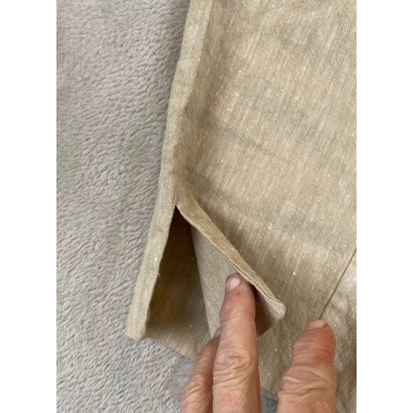 J.Jill Women's Linen Blend Capri Pants Size MP Beige Cropped Stretch Elastic Wai - Picture 8 of 9